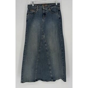 Lei Vintage Denim Skirt Y2K Juniors Size 3 A Line Maxi Low Rise Modest‎